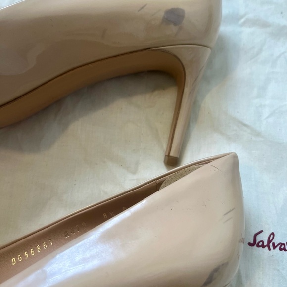 Salvatore Ferragamo Peep Toe Nude Heels - Picture 3 of 9